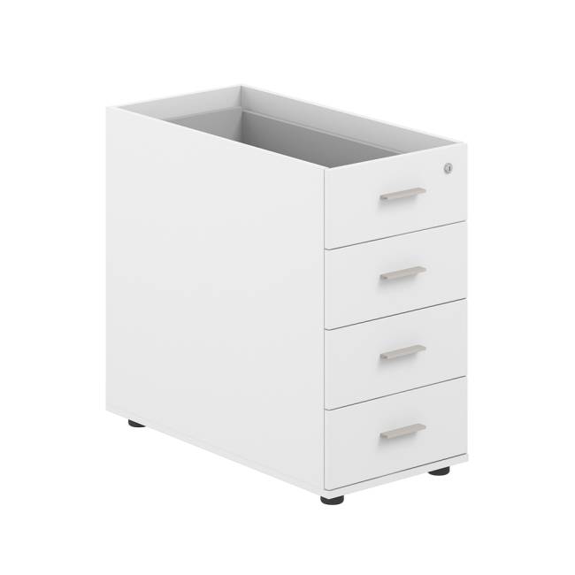 SG.523.WH.WH.M / Тумба приставная 400х800х725 с 4 ящ.(метаб), с замком без топа / корпус: белый; фасады: белый