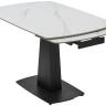 Стол БАЛД (BALDE) 140 цвет БЕЛЫЙ МРАМОР МАТОВЫЙ (MATT WHITE MARBLE SOLID CERAMIC) / ЧЕРНЫЙ, ®DISAUR
