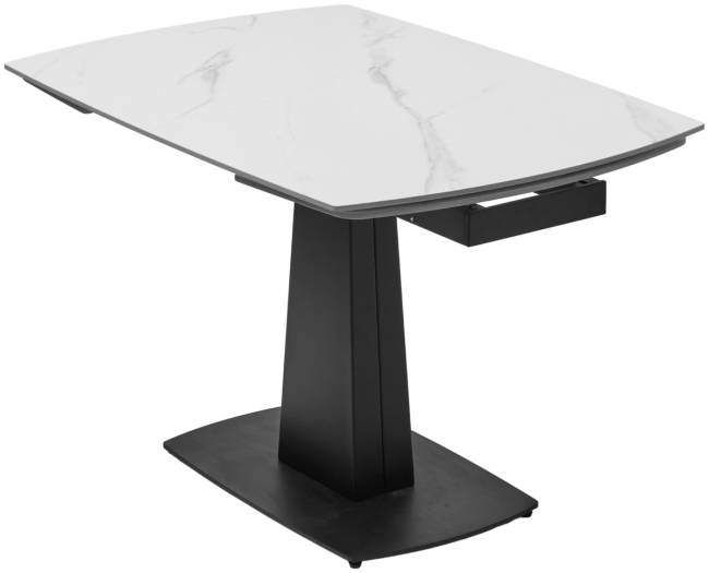Стол БАЛД (BALDE) 140 цвет БЕЛЫЙ МРАМОР МАТОВЫЙ (MATT WHITE MARBLE SOLID CERAMIC) / ЧЕРНЫЙ, ®DISAUR