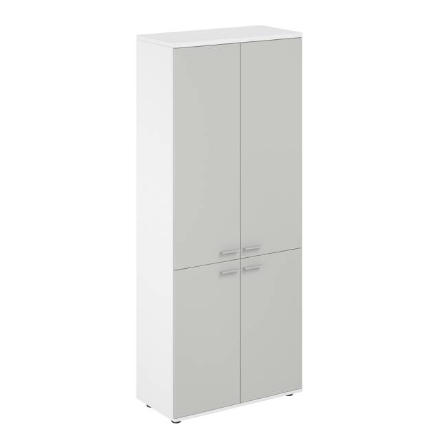 SG.801.WH.SH.SH / Шкаф высокий 800х400х1955, 4-х дв, з.ст HDF / корпус: белый; фасады: серый бархат