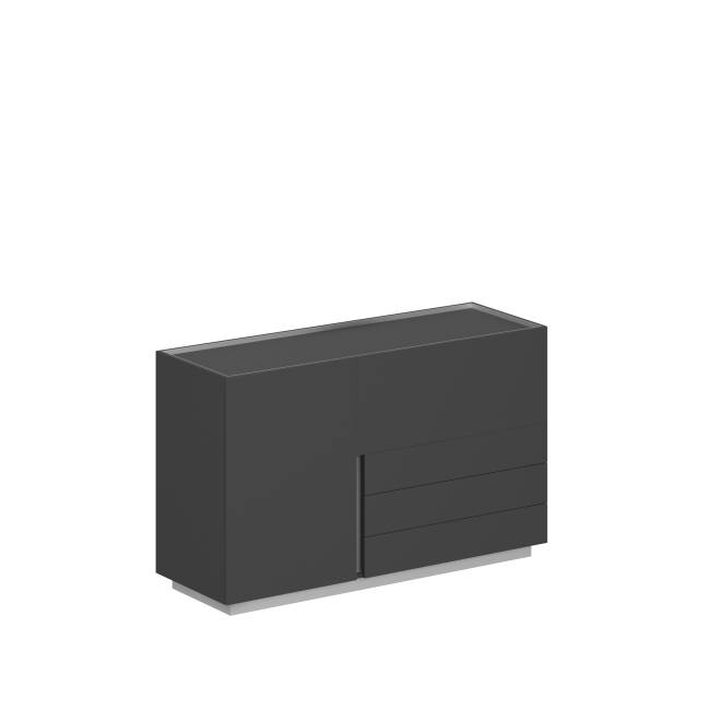 OL-20-14.OS.OS.OS.R / Шкаф 1600x550x975, правый / корпус: оникс серый, фасады: оникс серый