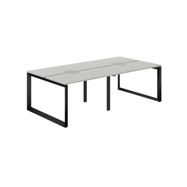 PR.254.SH.O59.BL / Рабочая станция 2400х1438х750 / профиль: 59х59 черный; столешница: серый бархат
