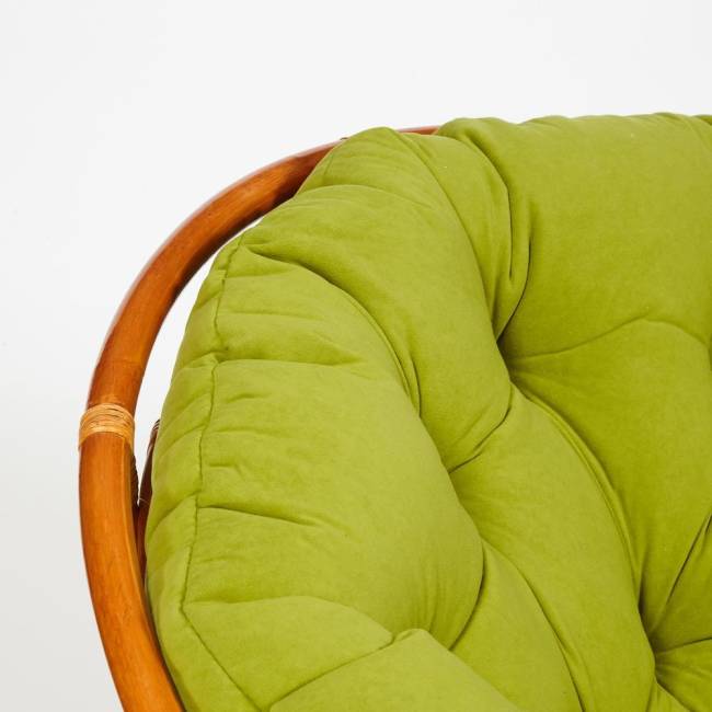 Кресло-качалка Папасан/Papasan (W 23/01 B) /с подушкой/ 115х78х104см, коньячный, флок олива, 23 Cognac (коньяк)