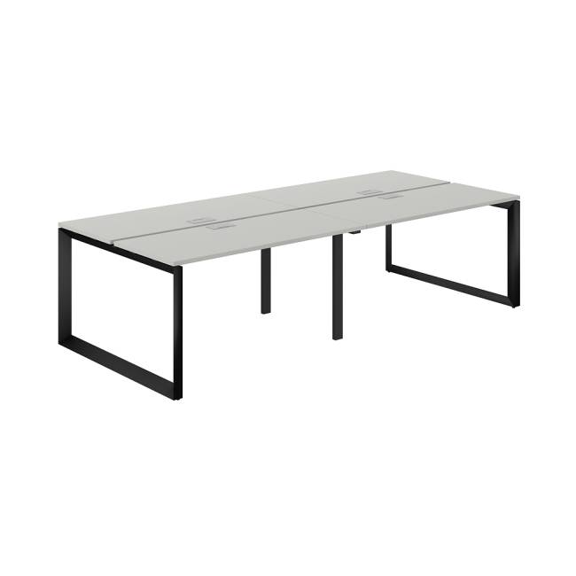 PR.252.SH.O59.BL / Рабочая станция 2800х1238х750 / профиль: 59х59 черный; столешница: серый бархат