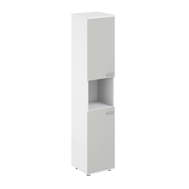 SG.846.WH.SH.SH.L / Шкаф высокий с нишей 400х400х1955, з.ст HDF, левый / корпус: белый; фасады: серый бархат