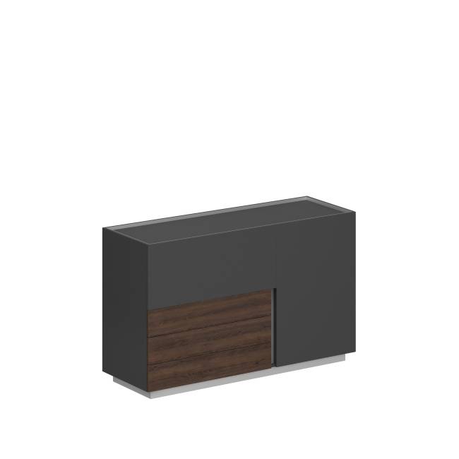 OL-20-14.OS.OS.DT.L / Шкаф 1600x550x975, левый / корпус: оникс серый, фасады: оникс серый / дуб табак