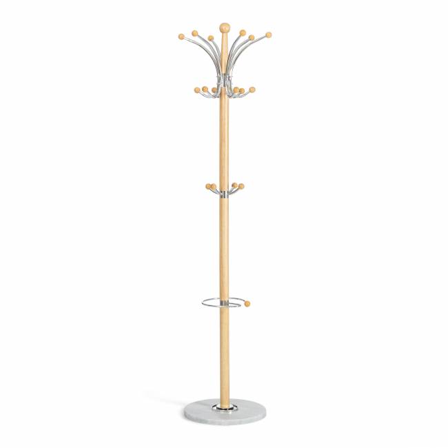 Вешалка Сакура/Sakura (мод.GH-8606) дерево/хром/мрамор, белый/натуральный, 37х37х175см White (Белый) / Natural (натуральный) дерево/хром/мрамор