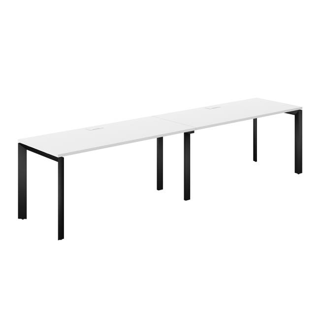 PR.228.WH.P59.BL / Рабочая станция s-b-s 3200х700х750 / профиль: 59х59 черный столешница:  белый