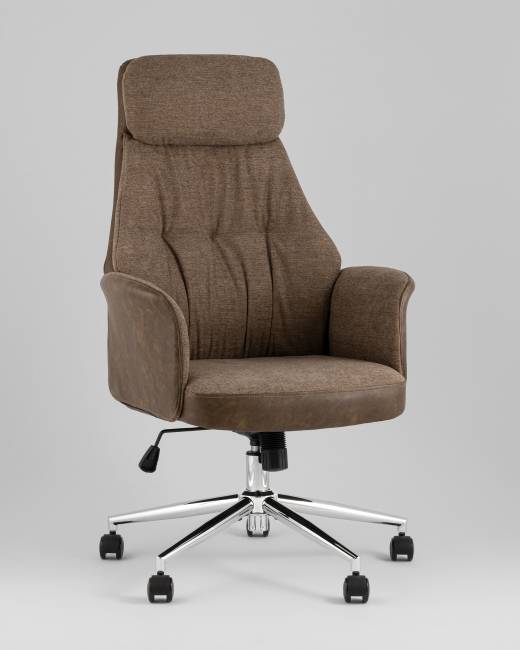 Кресло офисное TopChairs Neoma коричневый экокожа ткань