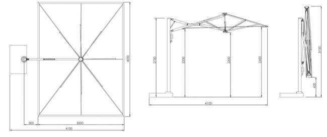 Зонт профессиональный 3х4 м Astro Timber имитация ироко, черный 3000х4000 мм Зонт профессиональный 3х4 м Astro Timber имитация ироко, черный 3000х4000 мм