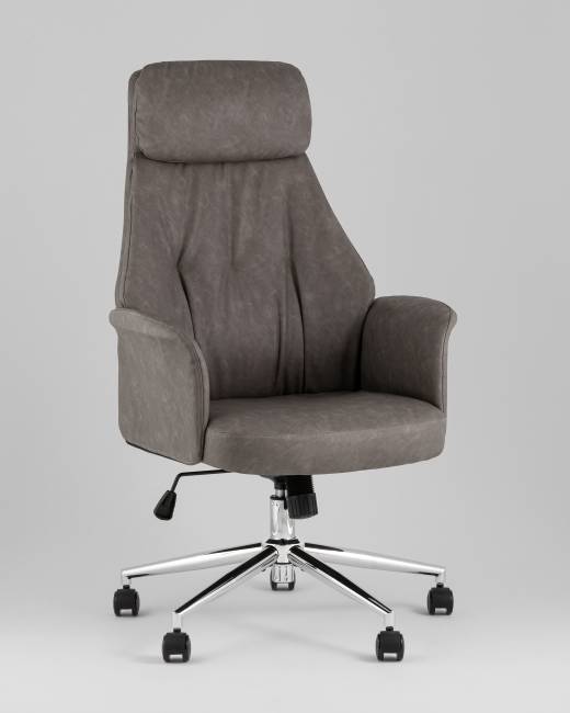 Кресло офисное TopChairs Neoma серый экокожа