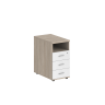 SG.513.OL.WH.M / Тумба приставная 400х800х725 с 3 ящ.(метаб) и нишей, с замком без топа / корпус: дуб светлый; фасады: белый