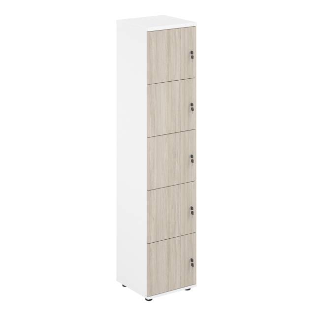 SG.818.WH.OL / Локер 5 ячеек 400х400х1866 / корпус: белый; фасады: дуб светлый