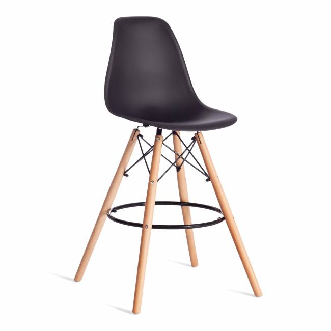 Стул барный Синди Бар Чаир/Cindy Bar Chair (мод.80-1)/1 шт. в упаковке дерево бук/металл/пластик, 50х51х109см, черный 3010/ натуральный черный дерево бук/металл/пластик