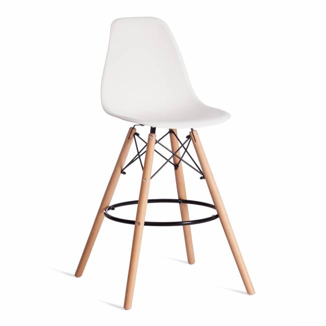 Стул барный Синди Бар Чаир/Cindy Bar Chair (мод.80-1)/1 шт. в упаковке дерево бук/металл/пластик, 50х51х109см, белый 70029/ натуральный белый дерево бук/металл/пластик
