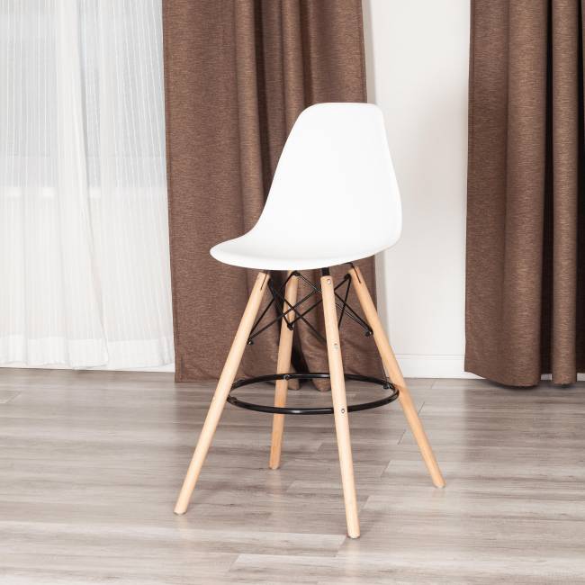 Стул барный Синди Бар Чаир/Cindy Bar Chair (мод.80-1)/1 шт. в упаковке дерево бук/металл/пластик, 50х51х109см, белый 70029/ натуральный белый дерево бук/металл/пластик