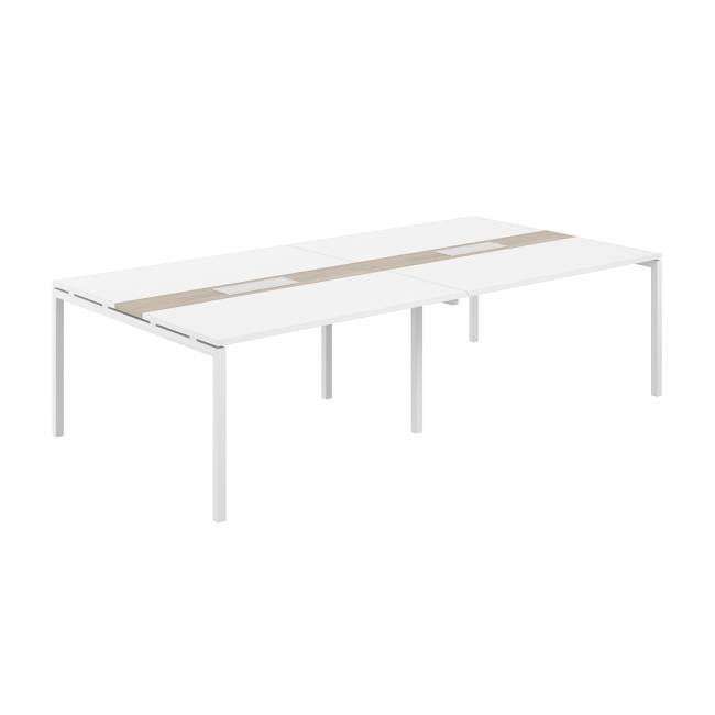 SG.285.WH.44.WH.OD / Стол переговорный комбинированный 2800х1438х750 МК40х40 / профиль: 40х40 белый; столешница: белый, вставка темный дуб