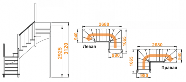 Деревянная лестница К-009м Деревянная лестница К-009м