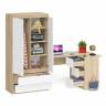 Стол компьютерный угловой правый Мори и шкаф-комод Мори МШ900.1 цвет дуб сонома/белый