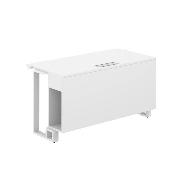 SP.0116.WH.WH.WH / Модуль прямой 1200х600х750 / столешница:белый, подстолье:белый, металлокаркас:белый, лючок:серый