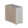 SG.523.OD.SH.M / Тумба приставная 400х800х725 с 4 ящ.(метаб), с замком без топа / корпус: дуб темный; фасады: серый бархат