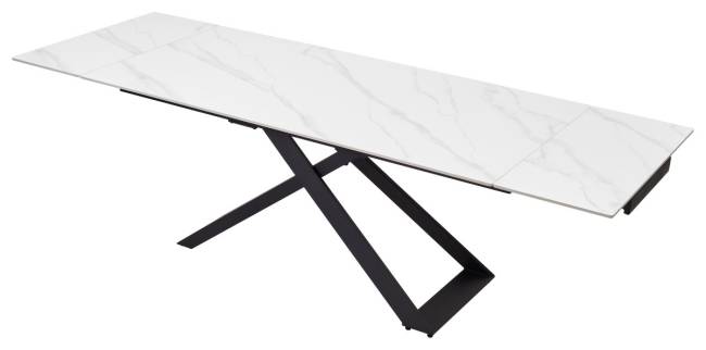 Стол ЛИВОРНО (LIVORNO) 180 цвет БЕЛЫЙ МРАМОР (MATT WHITE MARBLE SOLID CERAMIC) / ЧЕРНЫЙ, ®DISAUR
