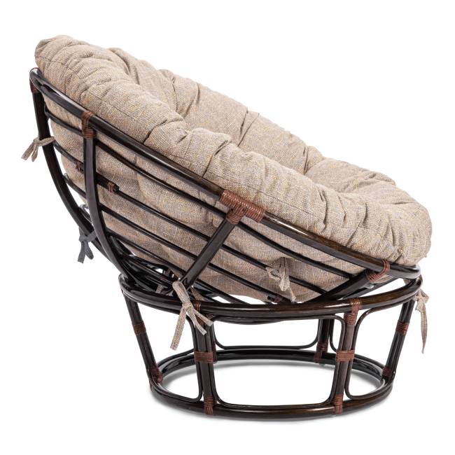 Кресло Папасан/Papasan (23/01 W) /с подушкой и ремешками/ 115х101х104см, античный черно-коричневый, подушка рогожка, меланж Antique brown (античный черно-коричневый)