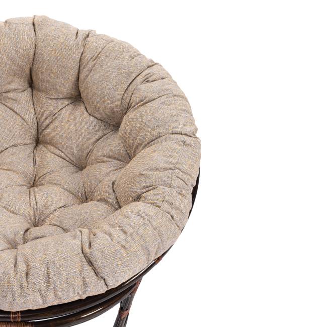 Кресло Папасан/Papasan (23/01 W) /с подушкой и ремешками/ 115х101х104см, античный черно-коричневый, подушка рогожка, меланж Antique brown (античный черно-коричневый)