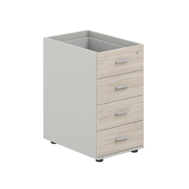 SG.521.SH.OL / Тумба приставная 400х600х725 с 4 ящ., с замком без топа / корпус: серый бархат; фасады: дуб светлый