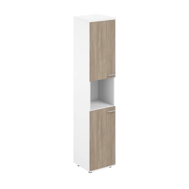 SG.846.WH.OD.OD.L / Шкаф высокий с нишей 400х400х1955, з.ст HDF, левый / корпус: белый; фасады: дуб темный