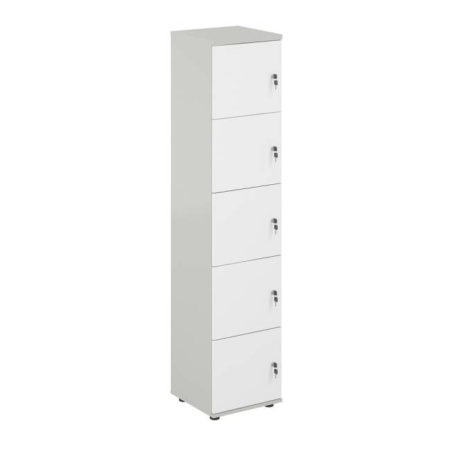SG.818.SH.WH / Локер 5 ячеек 400х400х1866 / корпус: серый бархат; фасады: белый
