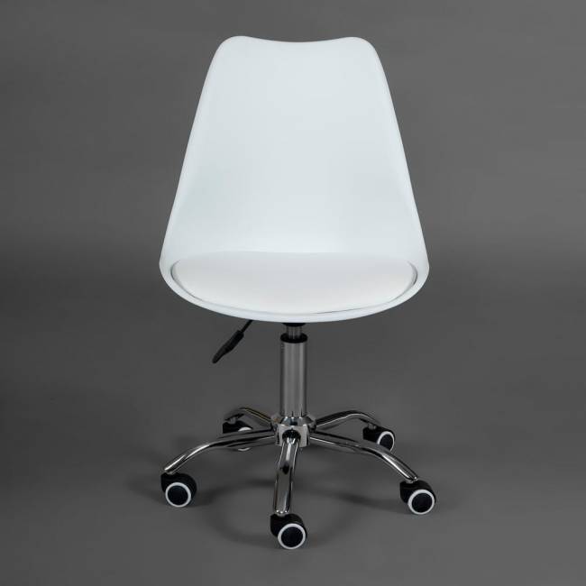 Офисное кресло Тулип/Tulip (мод.106-1) металл/пластик/PU, 58 x 47 x 97см, White (белый) / Chrome (хром) (Комплект из 4 шт.) белый металл/пластик/PU