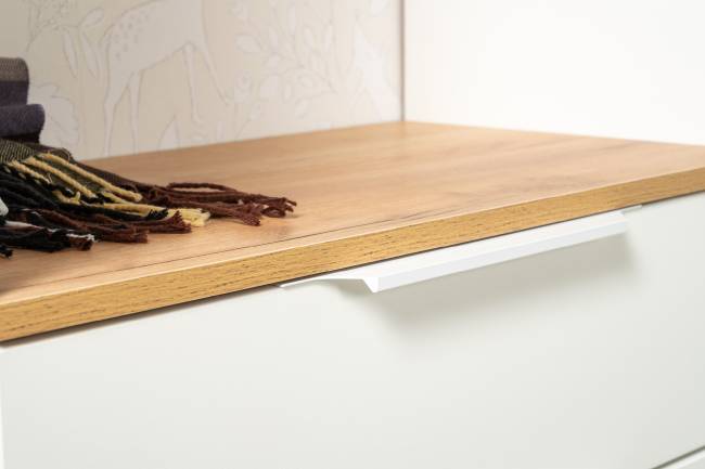 Тумба для обуви с вешалкой для верхней одежды Октава цвет белый шагрень/дуб крафт золотой