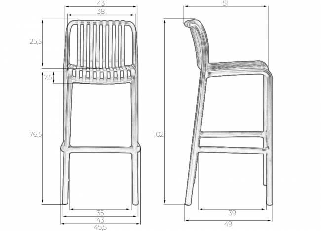 Стул барный DOBRIN CHLOE BAR, черный (B-03)
