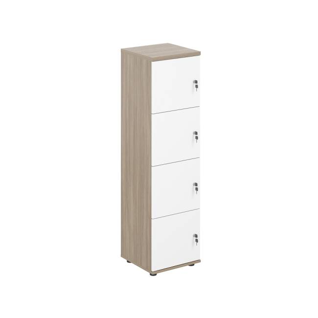 SG.817.OD.WH / Локер 4 ячейки 400х400х1483 / корпус: дуб темный; фасады: белый