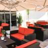 Диван пластиковый плетеный двухместный с подушками Monaco Lounge коричневый 1400х790х790 мм