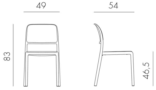 Стул пластиковый Riva Bistrot голубой 490х540х830 мм