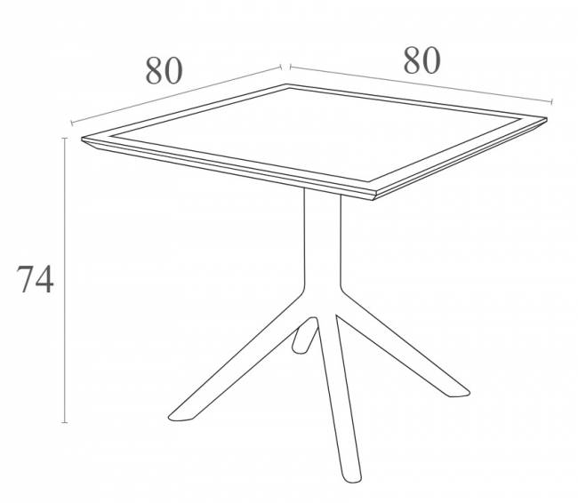 Стол пластиковый Sky Table 80 белый 800х800х740 мм