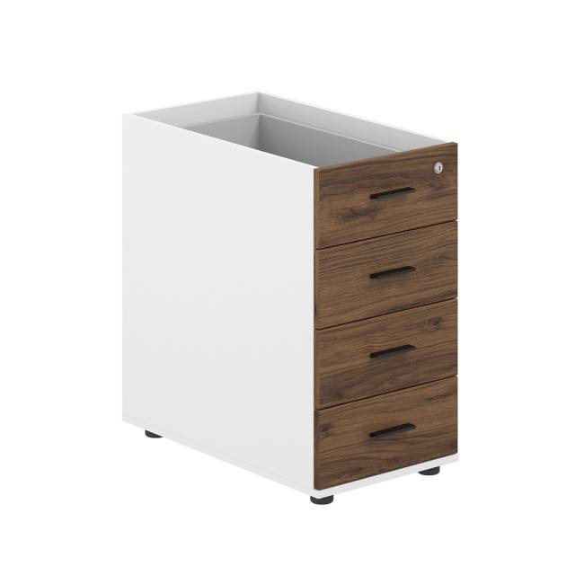 SG.522.WH.DM.M / Тумба приставная 400х700х725 с 4 ящ.(метаб), с замком без топа / корпус: белый; фасады: дуб модена