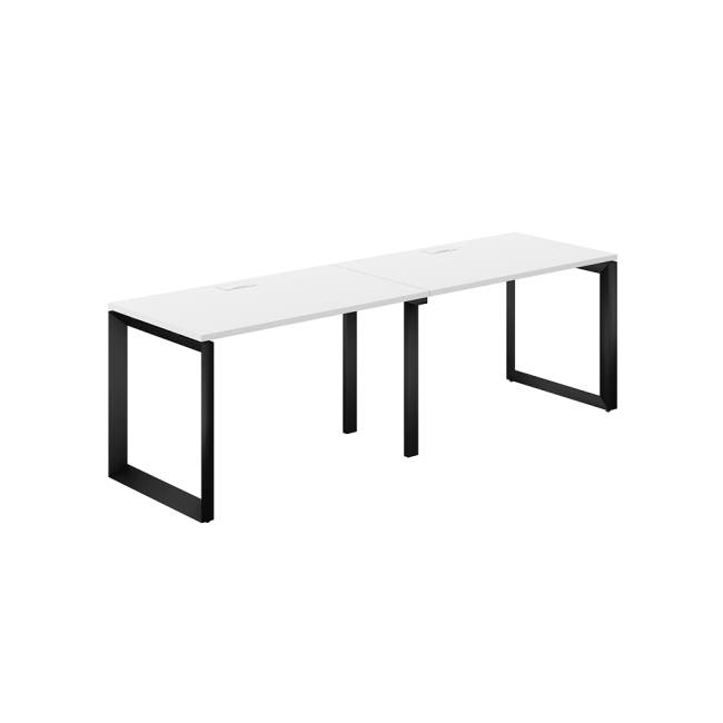 PR.222.WH.O59.BL / Рабочая станция s-b-s 2400х700х750 / профиль: 59х59 черный; столешница: белый