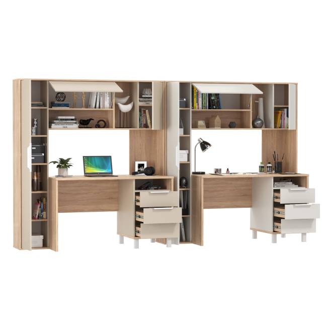 Два стола компьютерных Комфорт 12.95N цвет дуб сонома/белый/дуб сонома/сатин