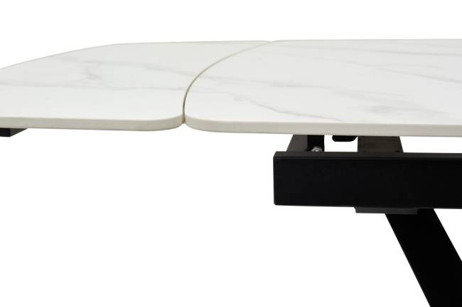 Стол АЛАТРИ (ALATRI) 120 цвет БЕЛЫЙ МРАМОР МАТОВЫЙ (MATT WHITE MARBLE) керамика / ЧЕРНЫЙ, ®DISAUR