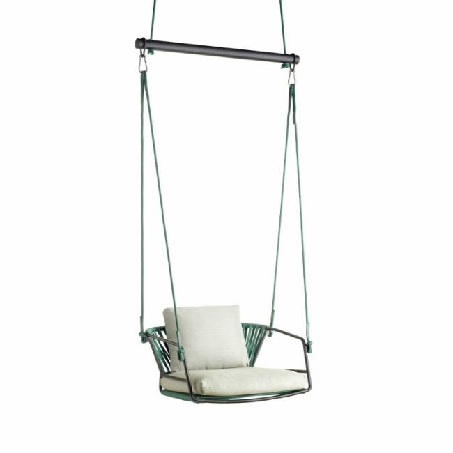 Качели плетеные Lisa Swing антрацит, ментоловый 730х650х1750 мм