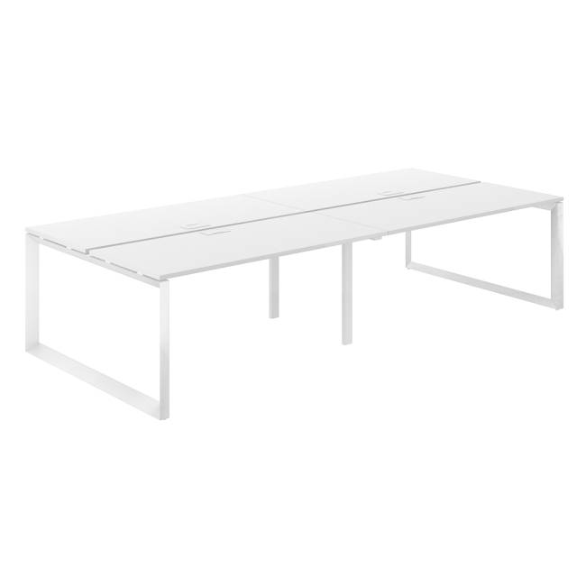 PR.256.WH.O59.WH / Рабочая станция 3200х1438х750 / профиль: 59х59 белый; столешница: белый