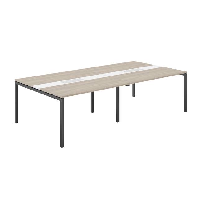 SG.285.WH.44.AN.WH / Стол переговорный комбинированный 2800х1438х750 МК40х40 / профиль: 40х40 антрацит; столешница: белый, вставка белая
