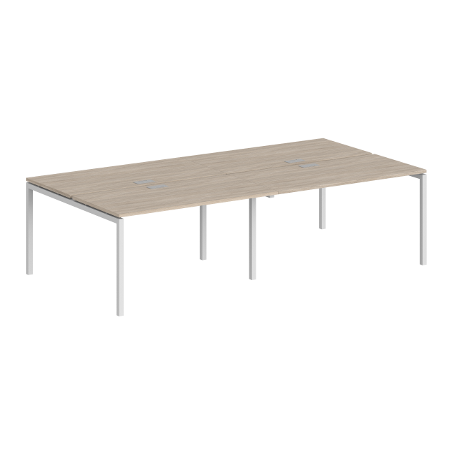 SG.251.OL.44.WH / Рабочая станция 2400х1238х750 / профиль: 40х40 белый; столешница: дуб светлый