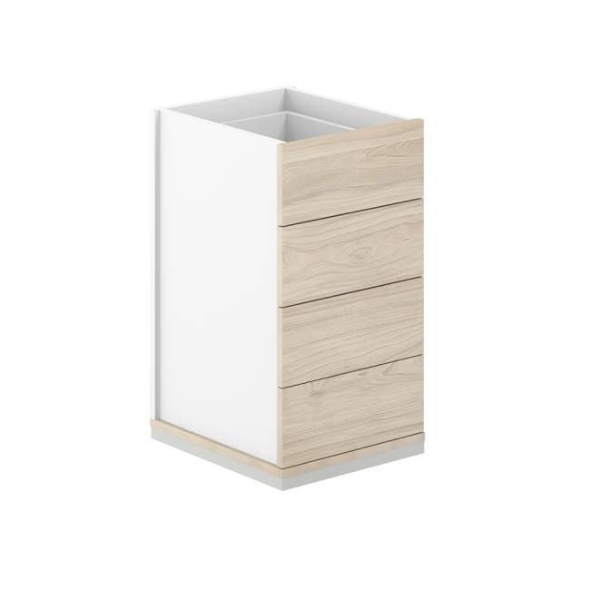 AG.282.WH.AR.AR / Тумба приставная 400х600х725 4 ящ. метаб., с замком, без топа / корпус: белый, дно: ак.равелло, фасады: ак.равелло