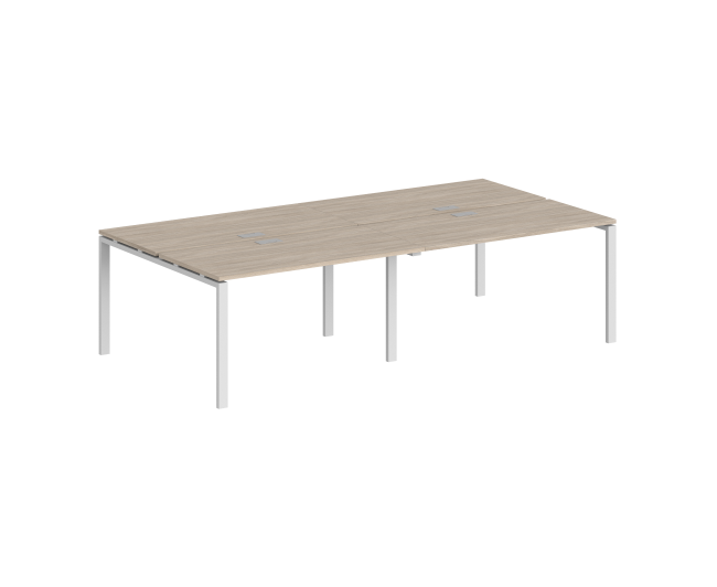 SG.258.OL.63.WH / Рабочая станция 2800х1638х750 / профиль: 60х30 белый; столешница: дуб светлый