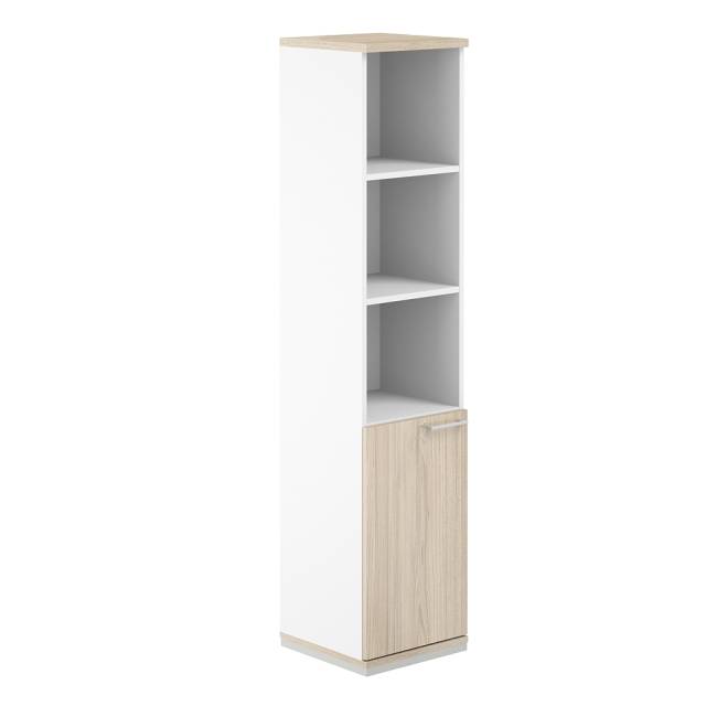 AG.219.WH.AR.AR.L / Шкаф 5 ур. 400х400х1833 полуоткрытый / корпус: белый, топ/дно: ак.равелло, фасады: ак.равелло