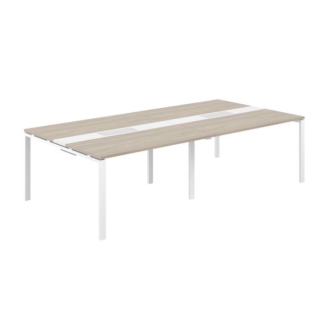 SG.285.OD.63.WH.WH / Стол переговорный комбинированный 2800х1438х750 МК60х30 / профиль: 60х30 белый; столешница: дуб темный, вставка белая
